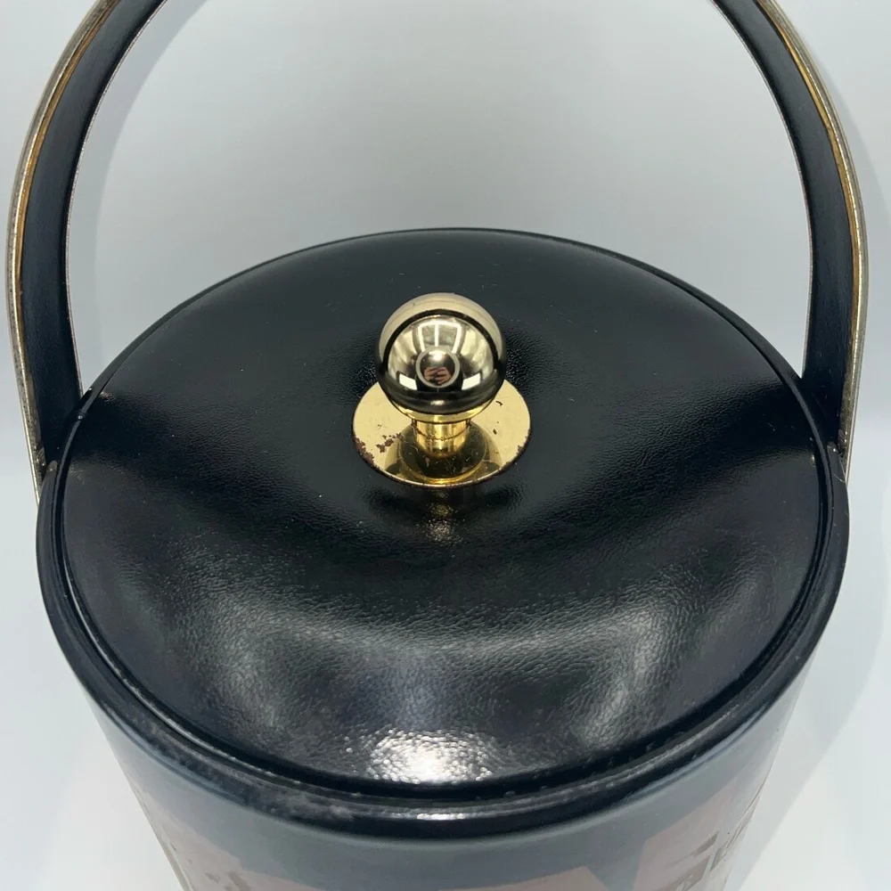 Vintage MCM Couroc of Monterey Ice Bucket DRINK Gin Whiskey Wine Bourbon